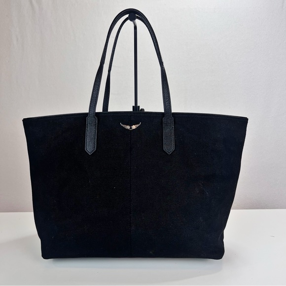 Zadig & Voltaire Mick Wings Black Tote Bag Canvas and Leather - Picture 2 of 10
